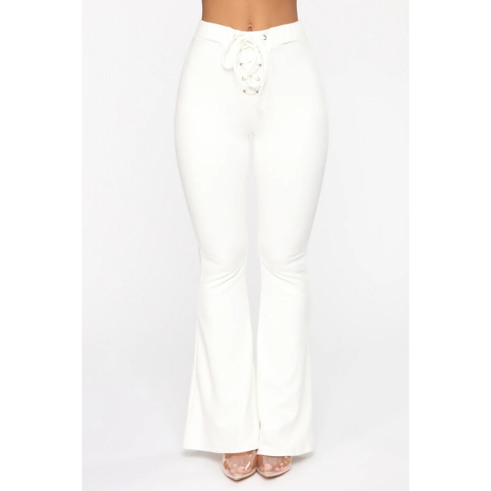 Fashion Nova White Suede Flare Pants